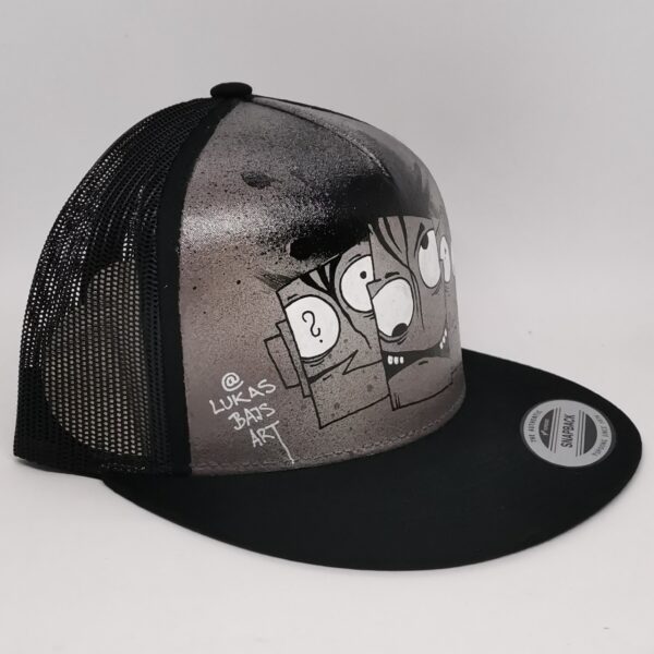 Ručne malovaná snapback kšiltovka Facees Crazy Gray - Image 2