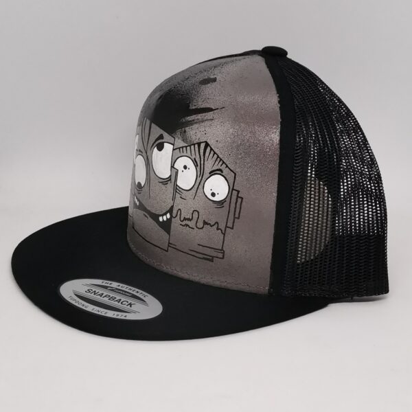 Ručne malovaná snapback kšiltovka Facees Crazy Gray - Image 3